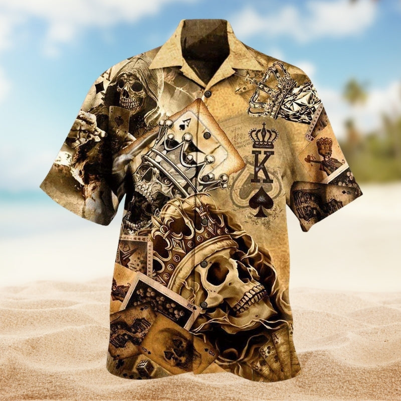 Vintage Skull Hawaiian Shirt For Poolside Gathering And Everyday Comfort