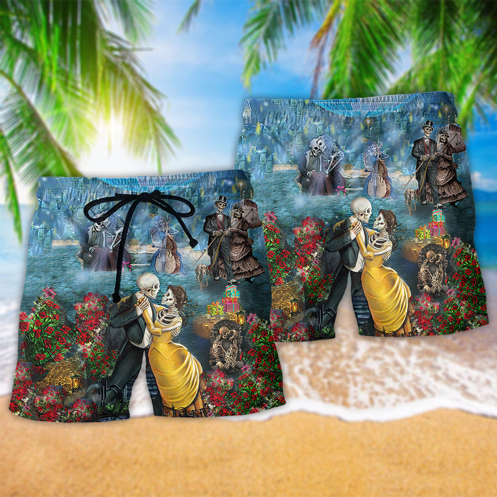 Romantic Skull Beach Shorts Pattern Detail For Relaxed Weekends And Casual Outdoor Comfort
