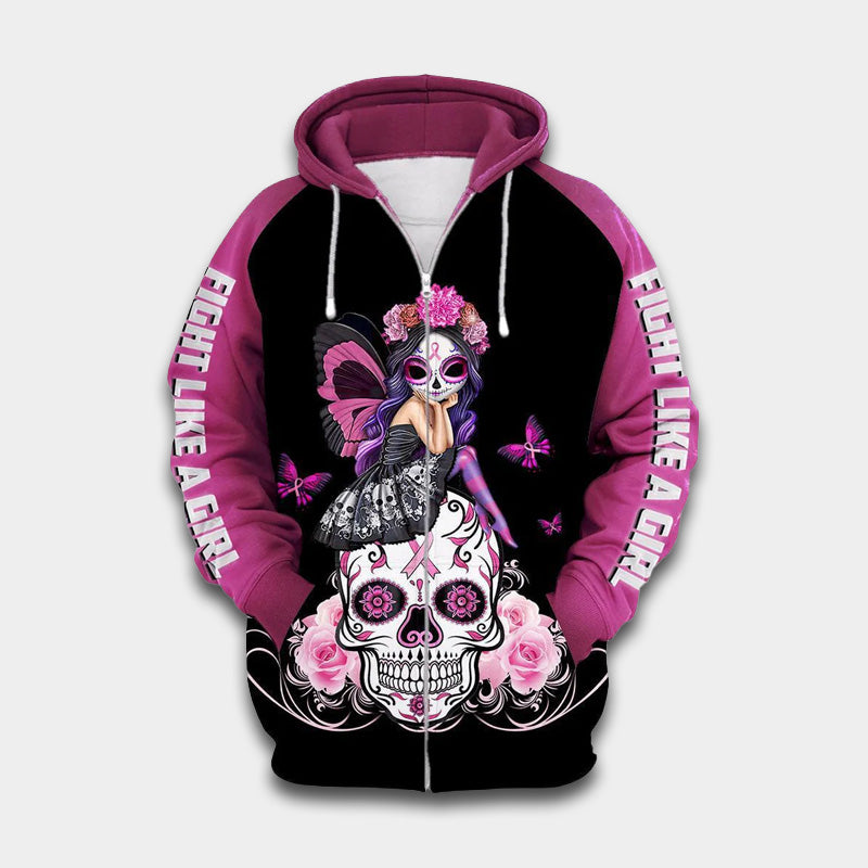 Pink Skull Breast Cancer Awareness Hoodie For Community Outreach Casual Travel And Meaningful Wear