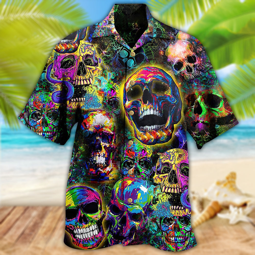 Skull Hawaiian Shirt With Detailed Graphic For Tropical Travel Beach Gatherings And Comfortable