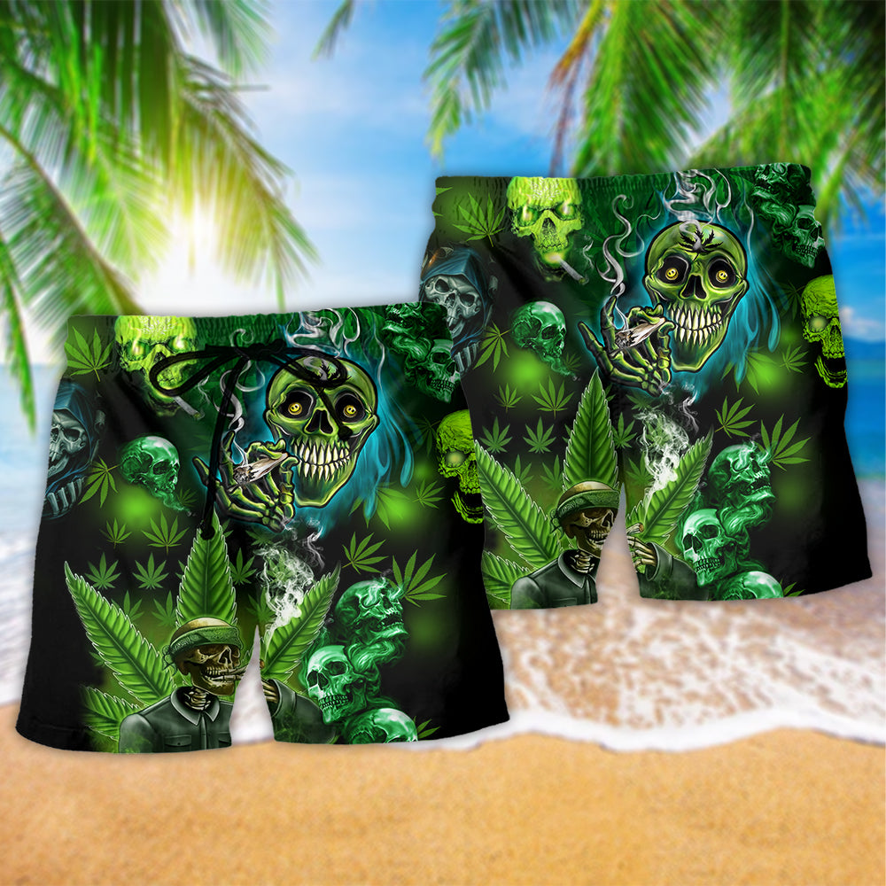 Skull Green Playful Beach Shorts Print Detail For Dark Fantasy Summer Style