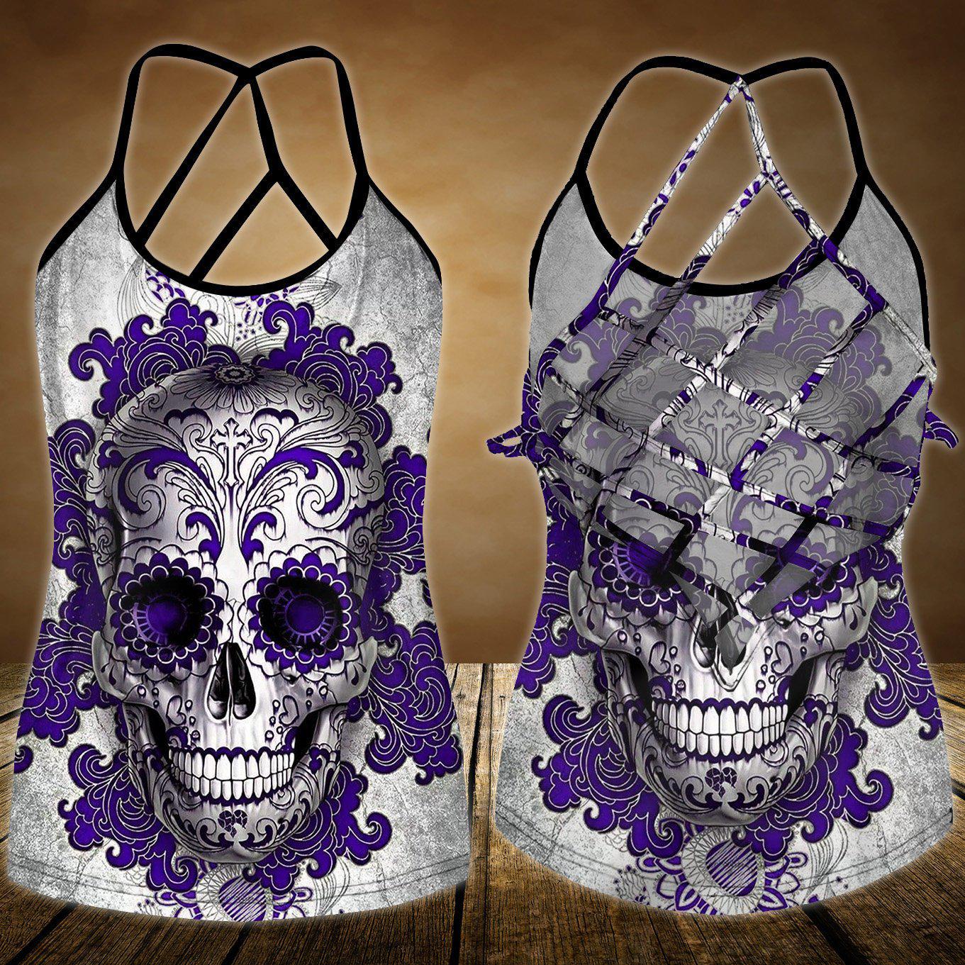 Skull Lady Hollow Tank Top For Summer Adventures And Relaxed Style