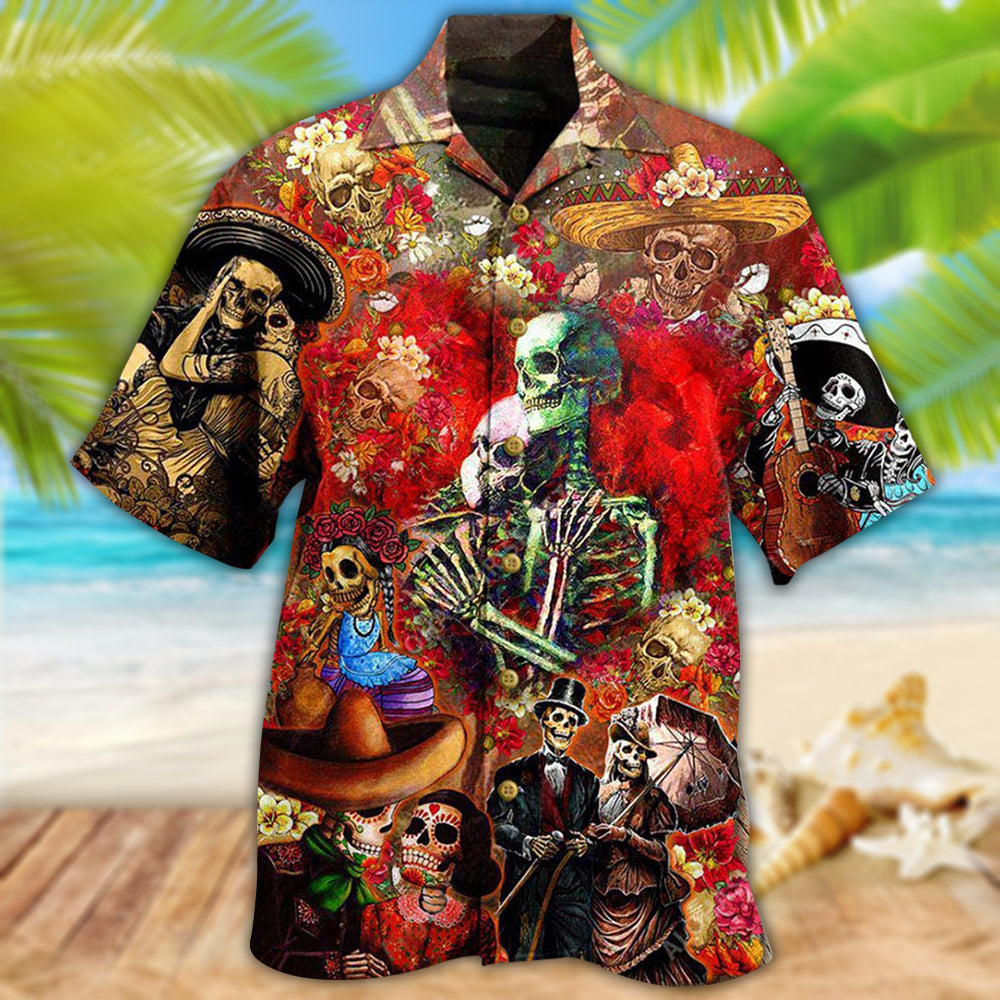 Skull Hawaiian Shirt With Detailed Graphic For Vacation Getaways Resort Wear And Casual Celebrations