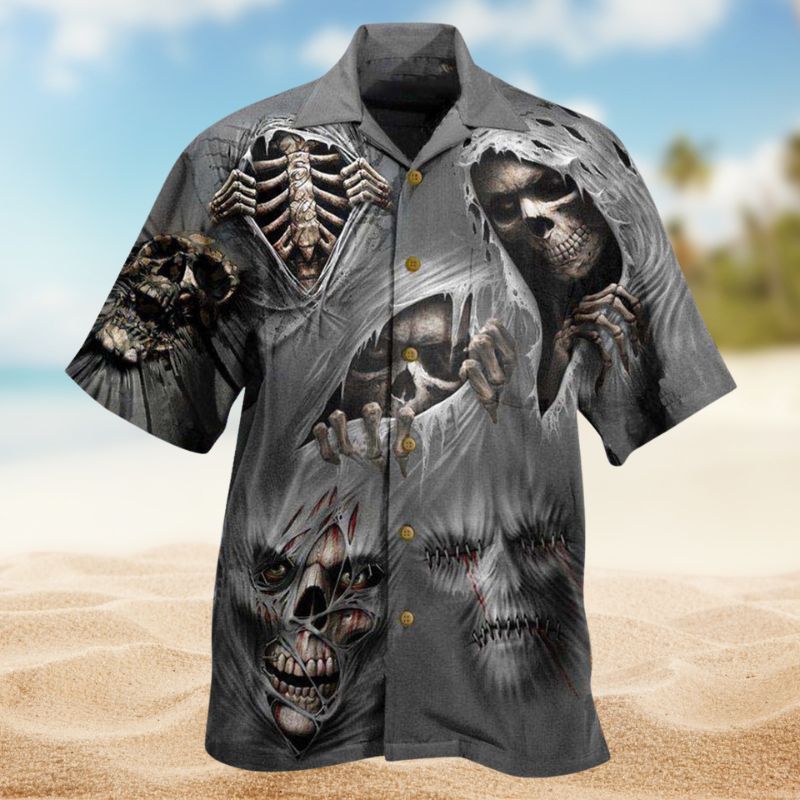 Skull Scares Excites Hawaiian Shirt For Tropical Holidays, Outdoor Gatherings, And Everyday Comfort