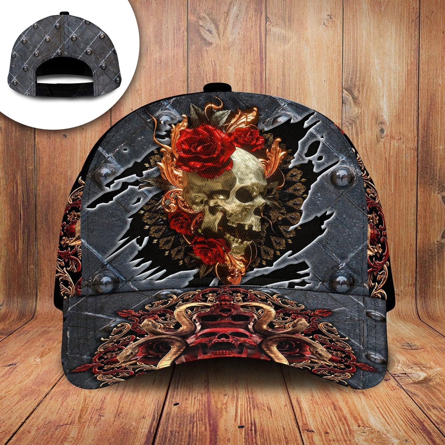 Skull Rose Classic Cap For Comfortable Casual Wear Holidays And Outdoor Trips