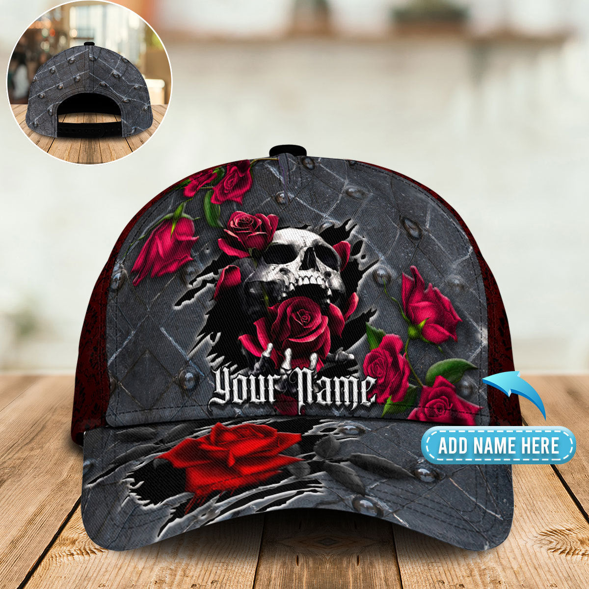 Skull Red Rose Personalized Classic Cap For Festivals Holidays And Comfortable Everyday Wear