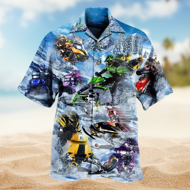 Festive Santa Hot Rod Christmas Tree Hawaiian Shirt Artwork View For Summer Travel