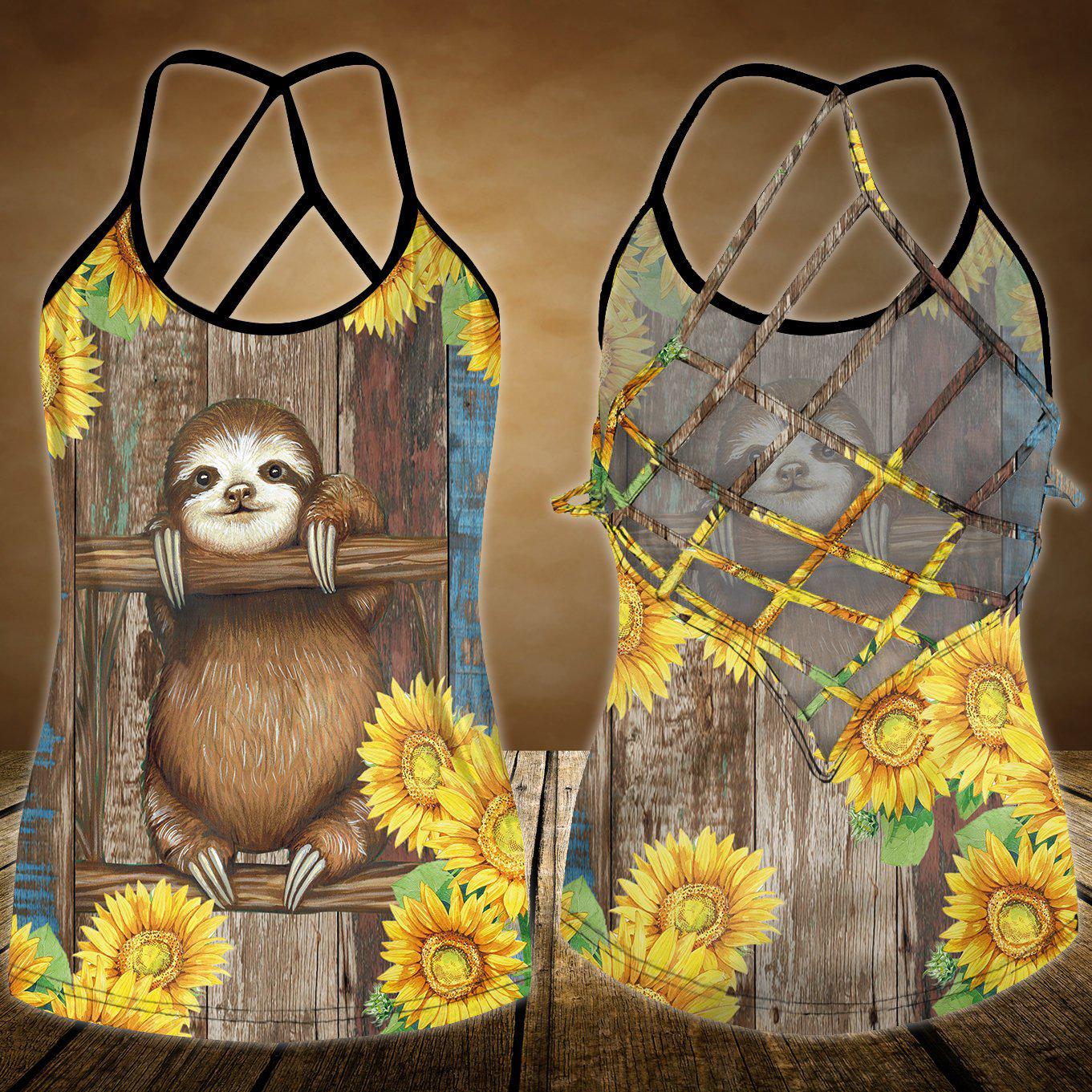 Sloth My Spirit Hollow Tank Top For Yoga Sessions And Summer Outings