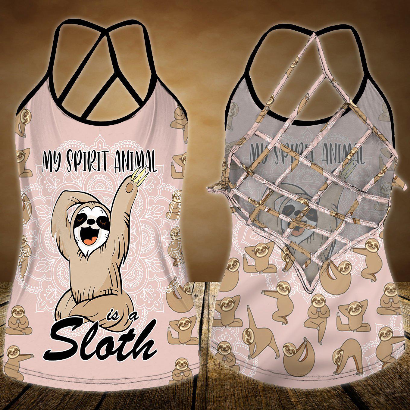 Sloth My Spirit Hollow Tank Top For Yoga Workouts And Festival Wear
