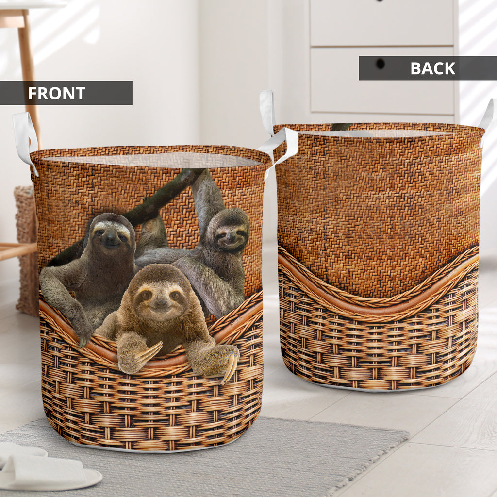 Sloths Rattan Texture Style Laundry Basket For Room Home Organizer