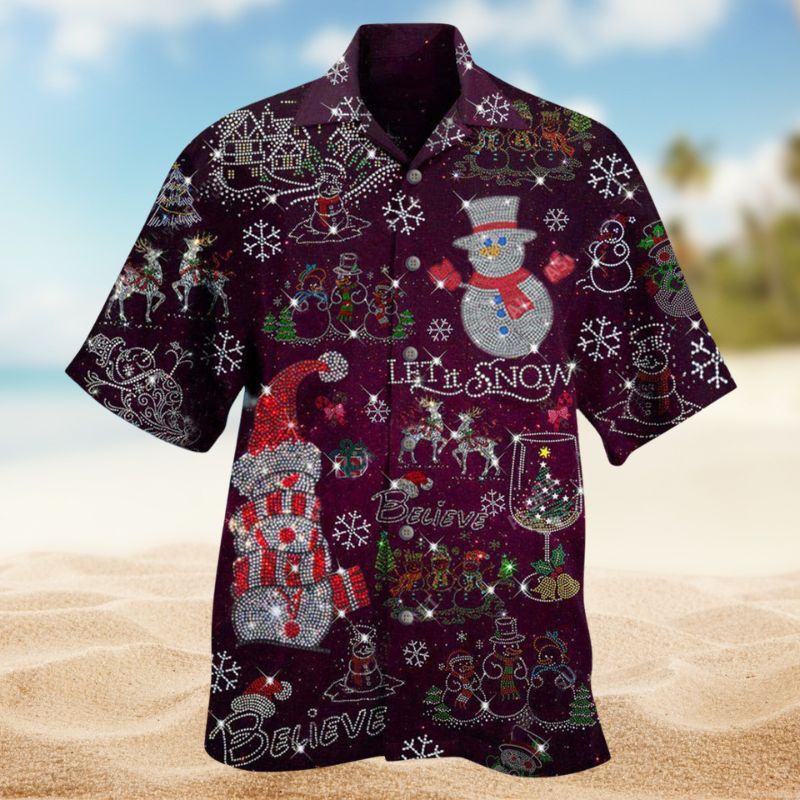 Sparkling Snowman Hawaiian Shirt For Vacation Adventures Beach Events And Relaxed Warm Weather Style