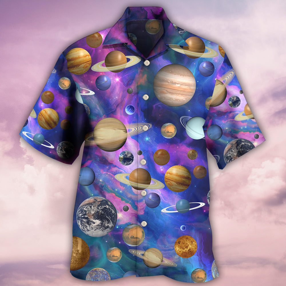 Planet Solar System Galaxy Hawaiian Shirt Pattern View For Relaxed Warm Weather Outfits
