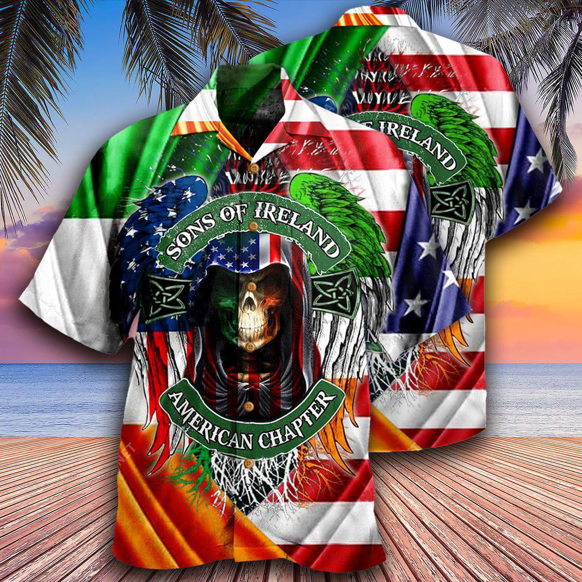 Irish Son Ireland American Chapter Saint Patricks Hawaiian Shirt Artwork View For Coastal Escapes And Resort Style