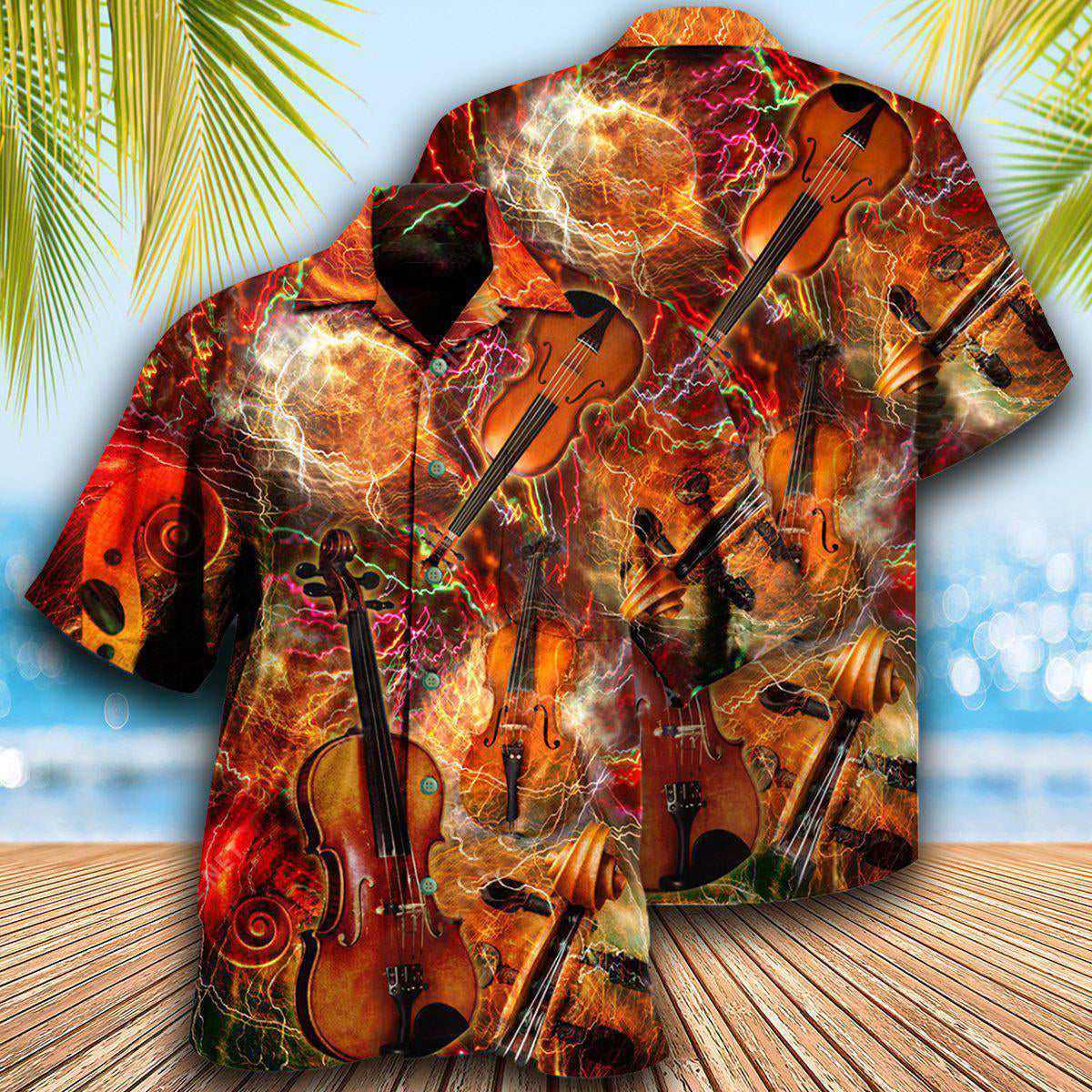 Violin Hawaiian Shirt With All Over Print For Beach Vacations Casual Parties And Warm Weather Style