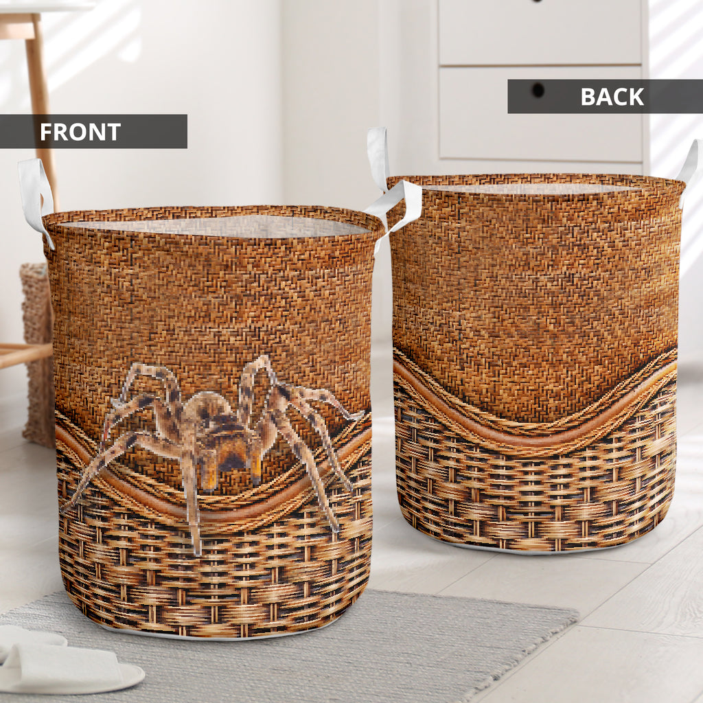 Spider Rattan Texture Style Laundry Basket For Room Home Organizer