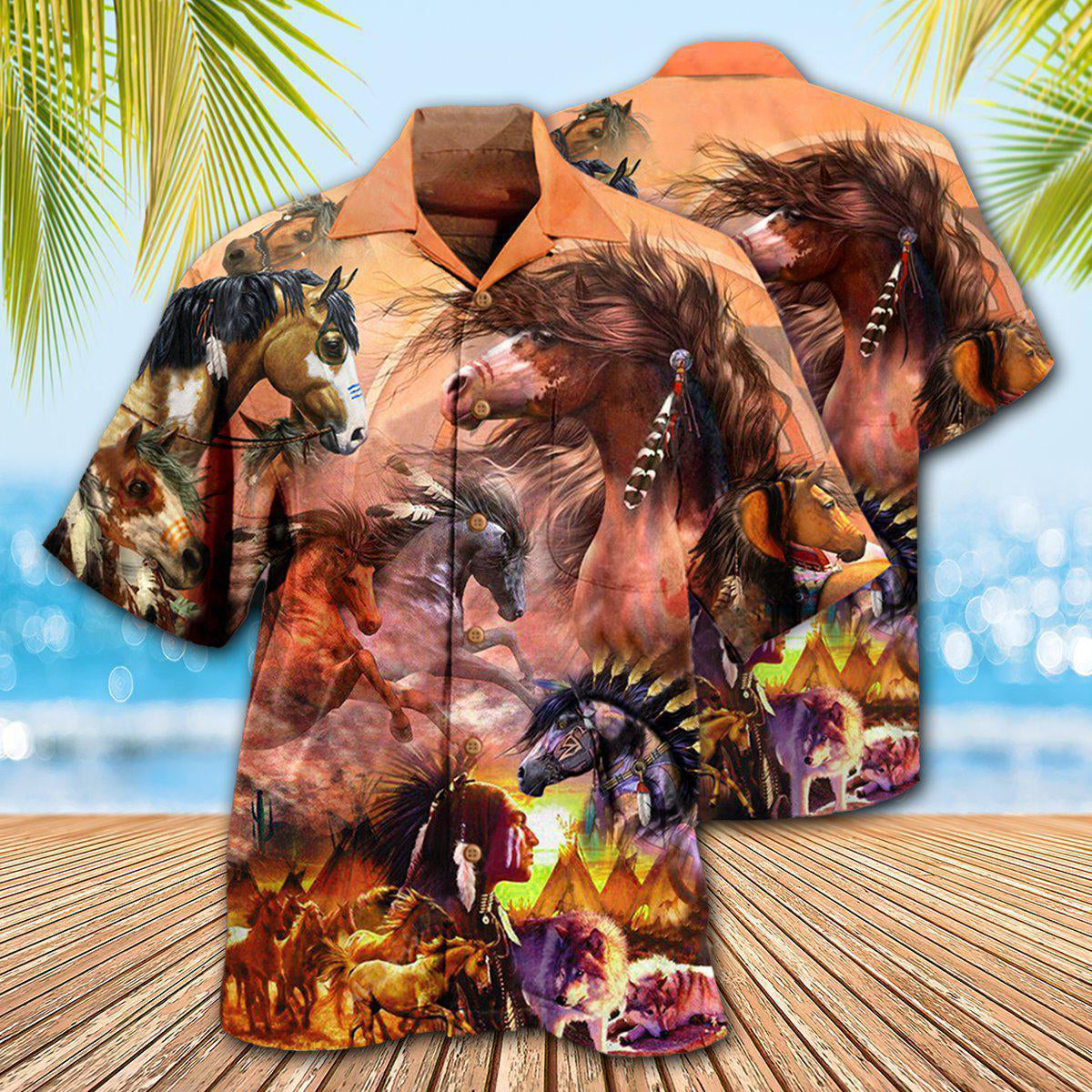 Bohemian Horse Spirit American Hawaiian Shirt For Summer Events And Casual Outdoor Wear