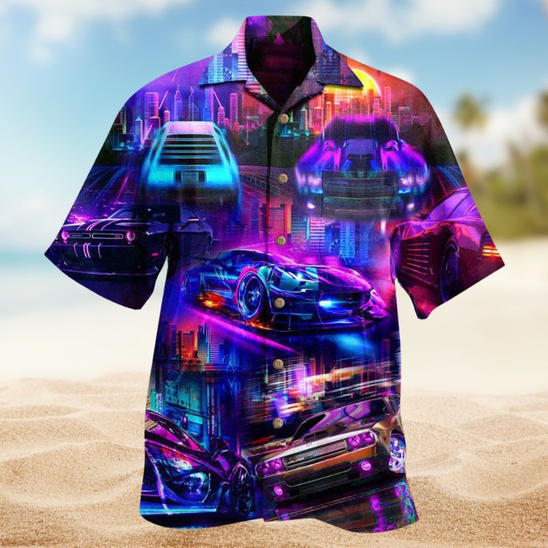Sport Car Hawaiian Shirt For Summer Vacation, Beach Travel, And Casual Wear