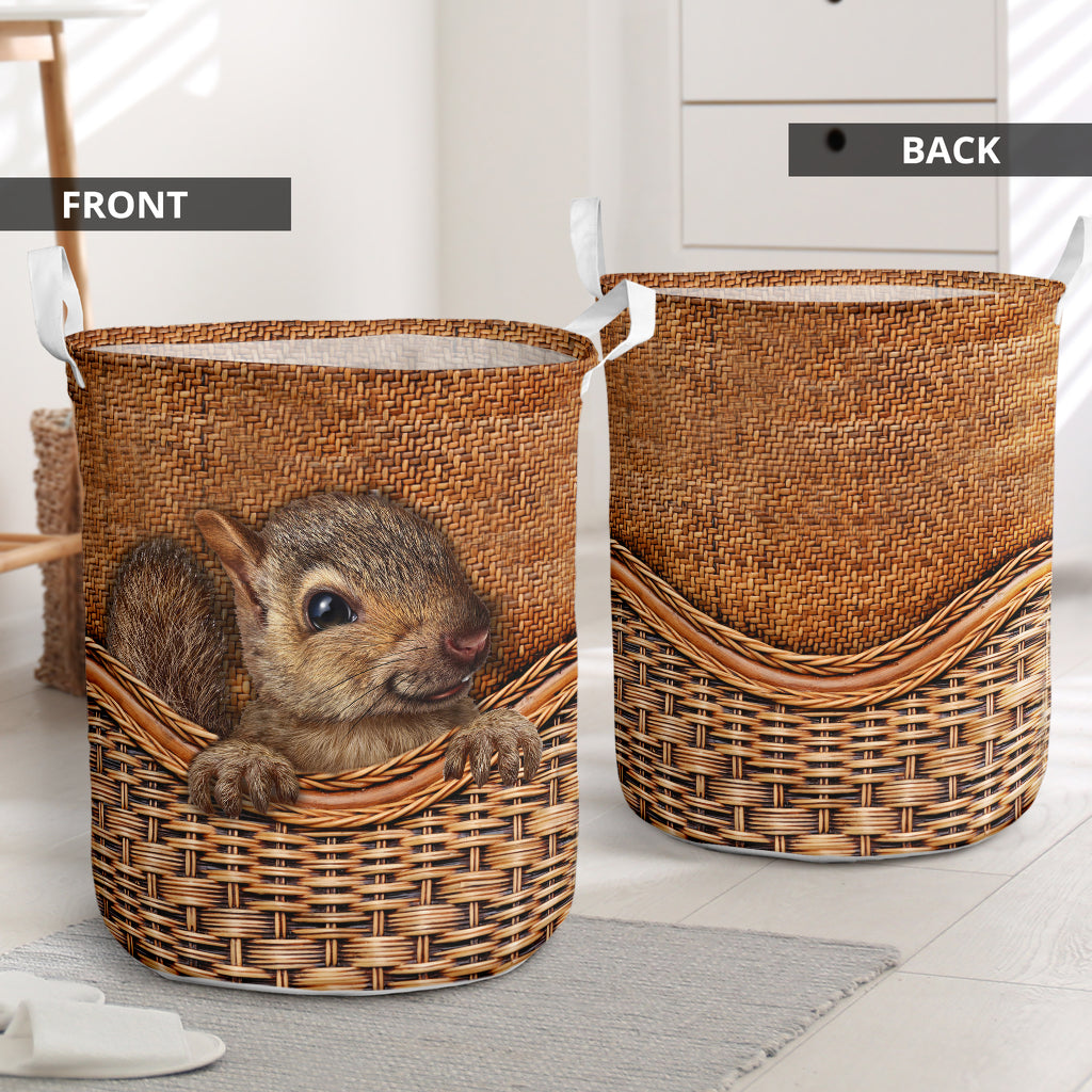 Squirrel Rattan Texture Style Laundry Basket For Room Home Organizer