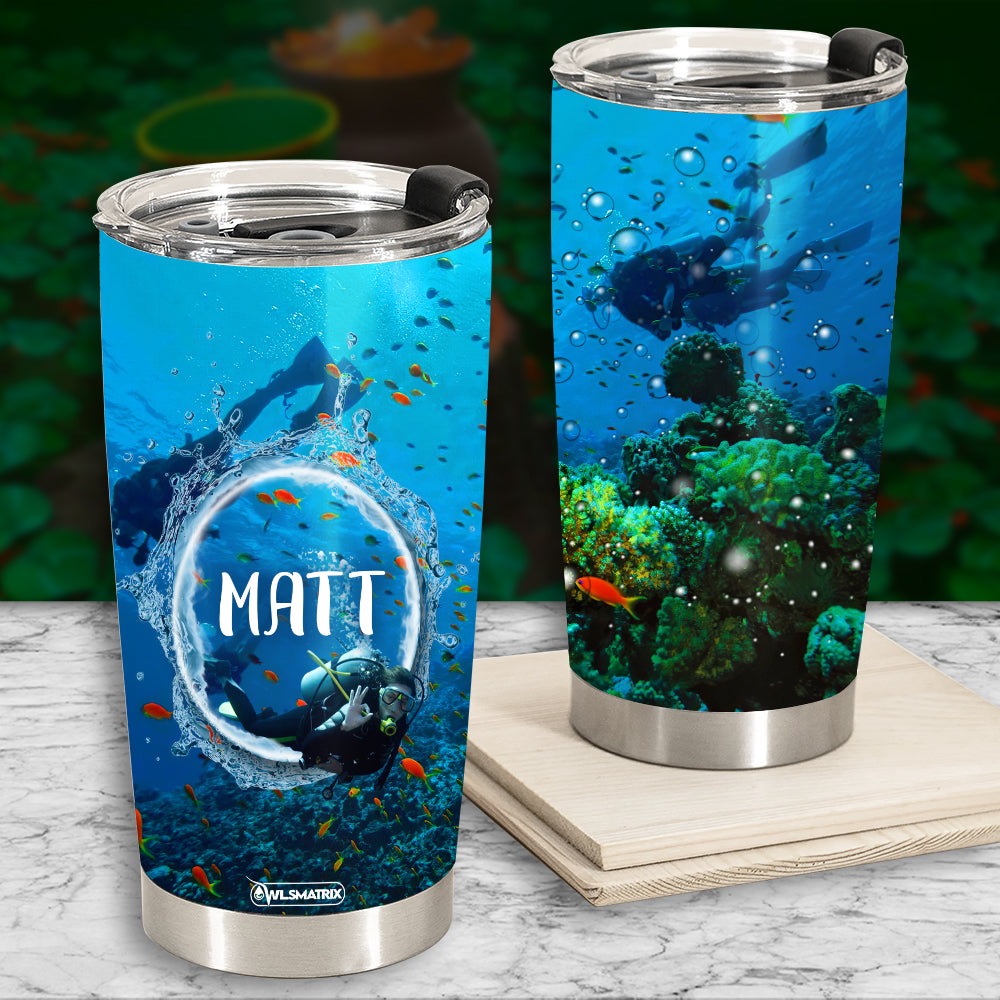 Diving Adventure For Matt Personalized 20 Oz Insulated Stainless Steel Tumbler
