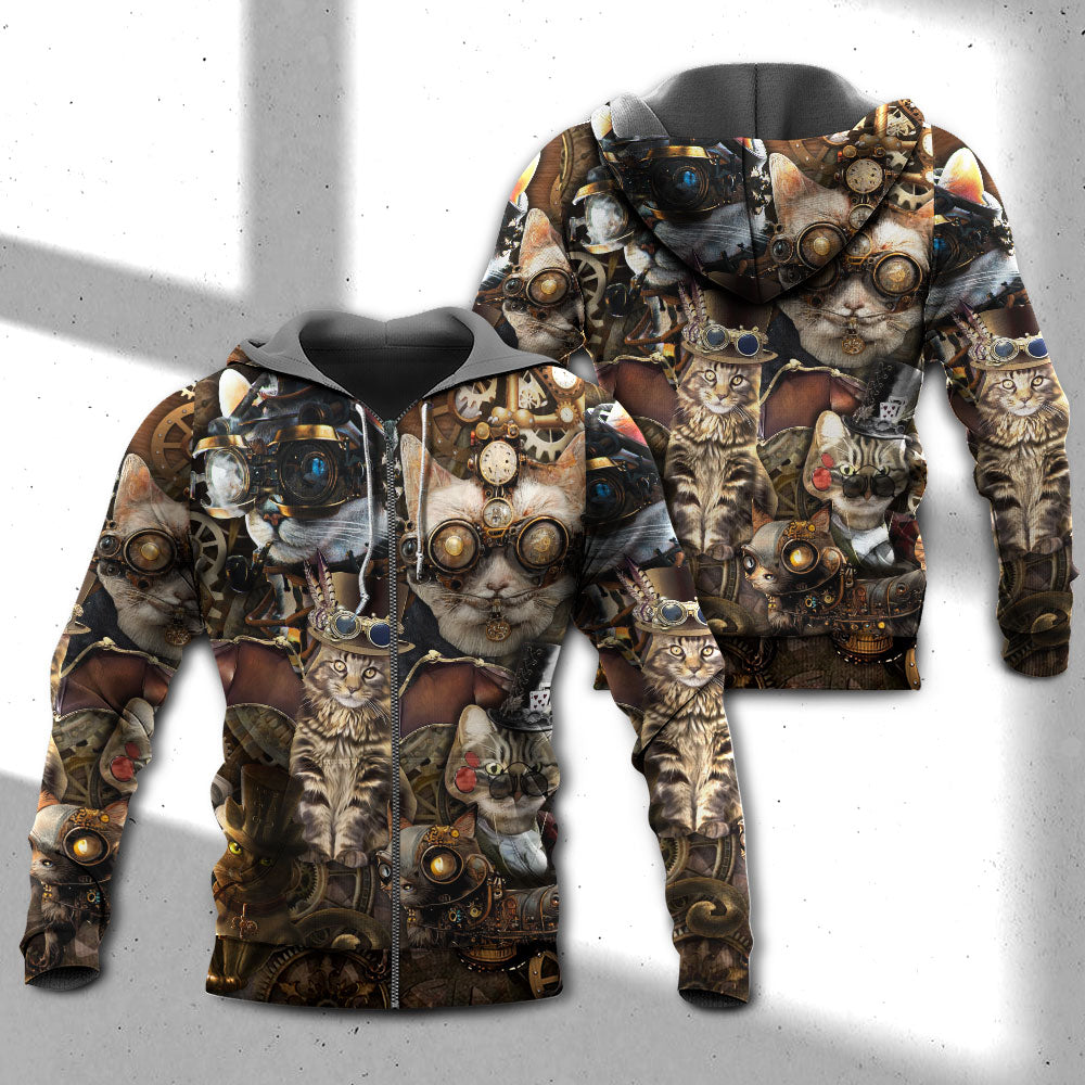 Steampunk Cat Mad World Hoodie For Animal Enthusiasts Outdoor Activities And Daily Wear