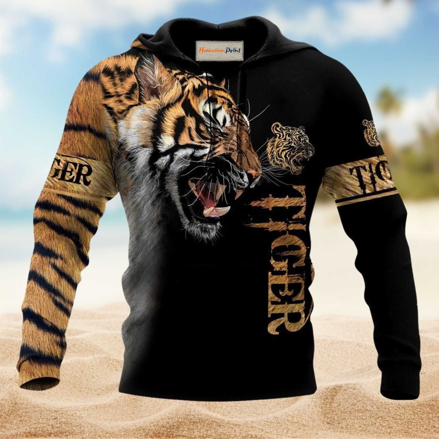 Strong Tiger Skin Hoodie For Nature Lovers Casual Travel And Comfortable Layering