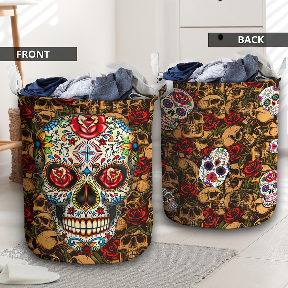 Sugar Skull Laundry Basket For Bathroom Bedroom Storage