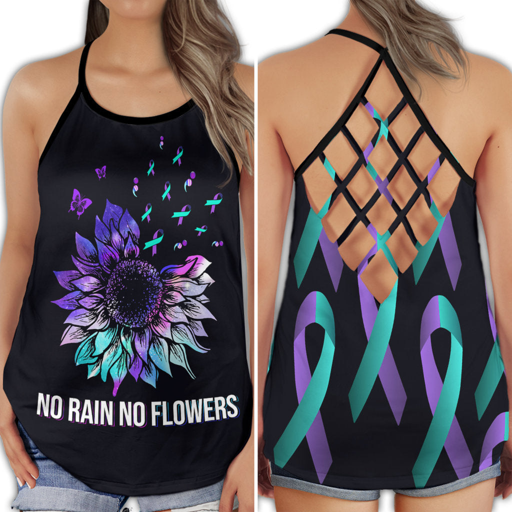 Floral Wellness Support Hollow Tank Top For Support Events And Casual Styling