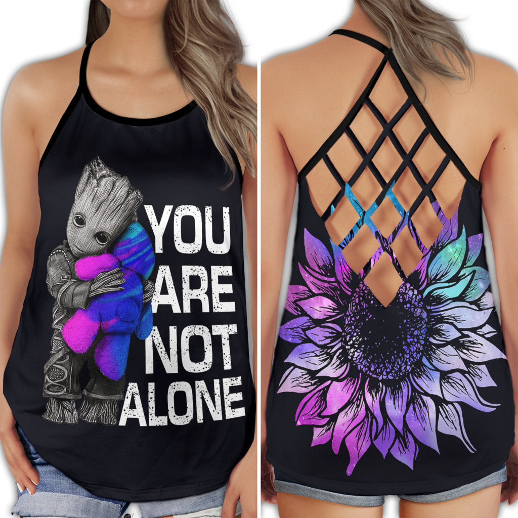 Floral Wellness Support Hollow Tank Top For Awareness Gatherings And Daily Wear