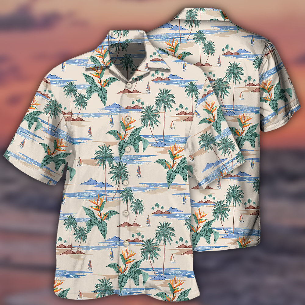 Tropical Island Summer Beach Aloha Hawaiian Shirt For Tropical Holidays, Outdoor Gatherings, And Everyday Comfort
