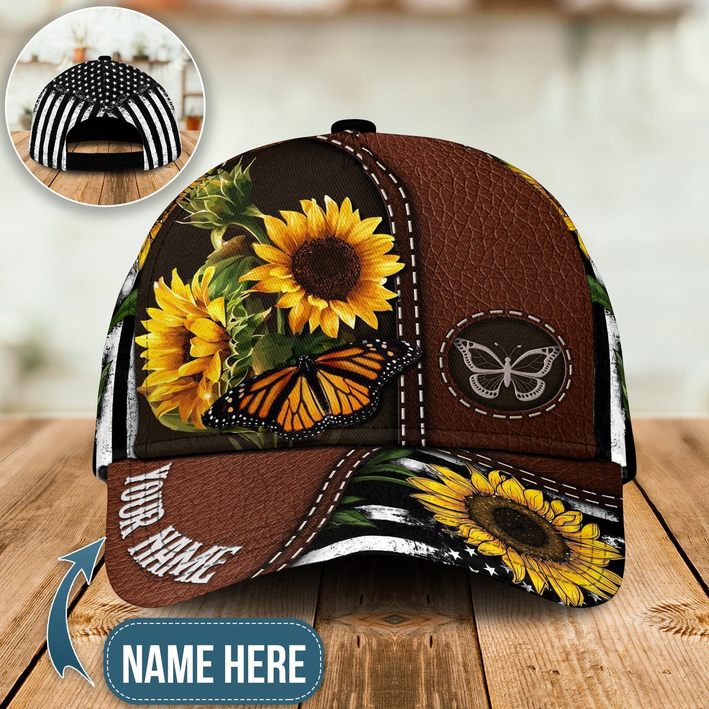 Sunflower Butterfly Personalized Classic Cap For Parties Vacations And Relaxed Daily Outfits