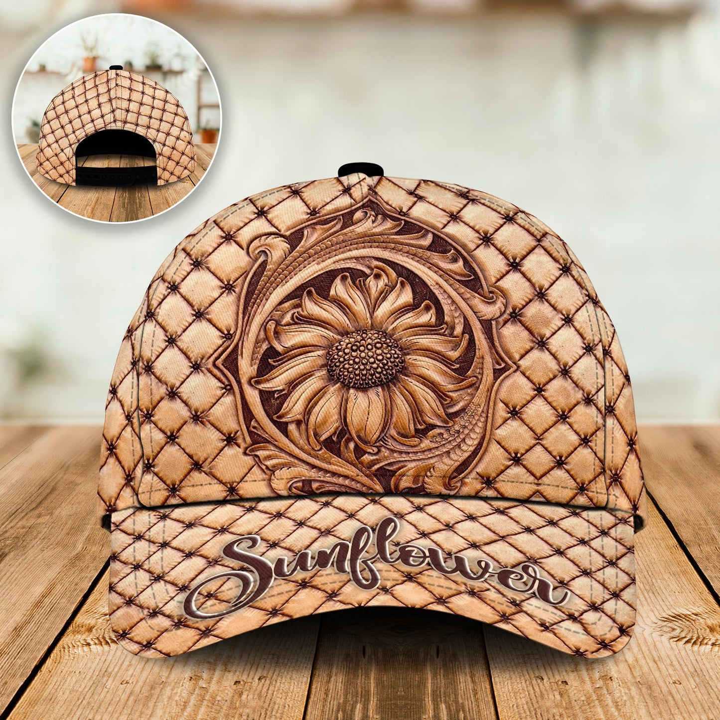 Sunflower Wooden Basic Classic Cap For Beach Outings Holidays And Thoughtful Everyday Style