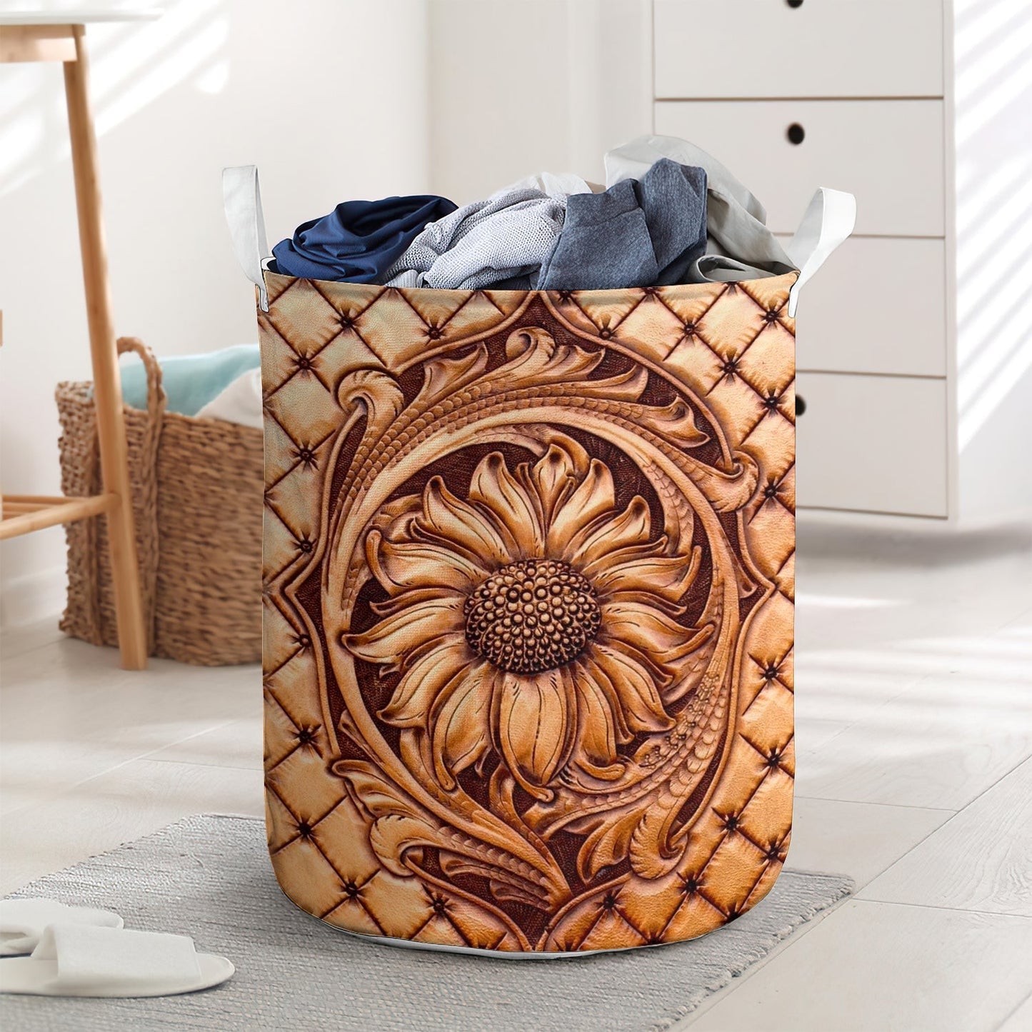 Sunflower Wooden Style 4 Laundry Basket For Bathroom Bedroom Storage
