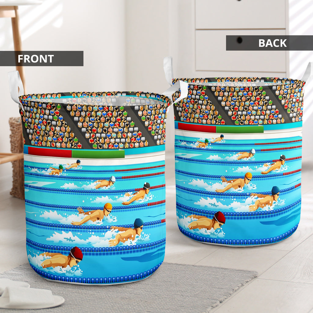 Swimming Race Colorful Style Laundry Basket For Room Home Organizer