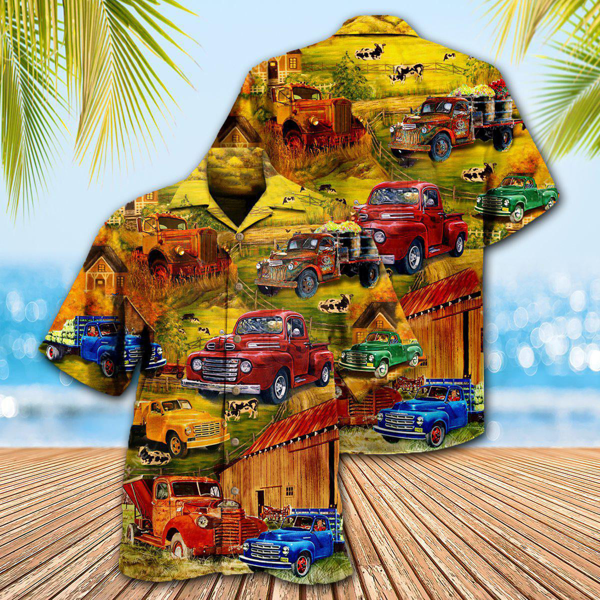 Truck Road Trip Pickup Village Hawaiian Shirt Design Detail For Beach Days And Holiday Travel