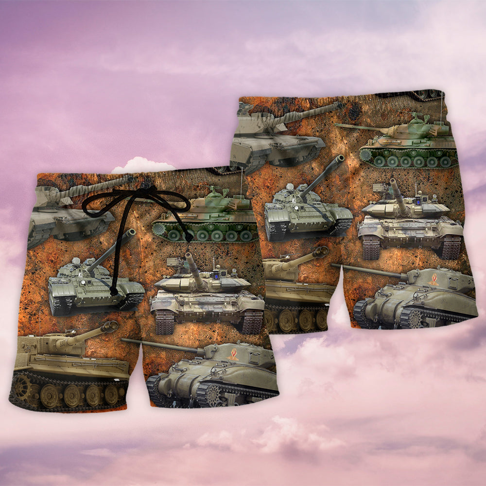 Dusty Tank Retro Vibe Beach Shorts For Summer Vacation And Coastal Travel
