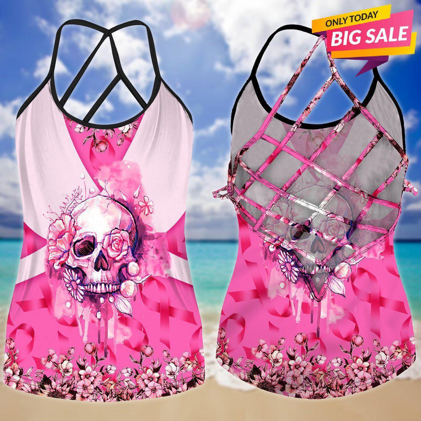 Cancer Strength Hollow Tank Top For Community Activities And Comfort