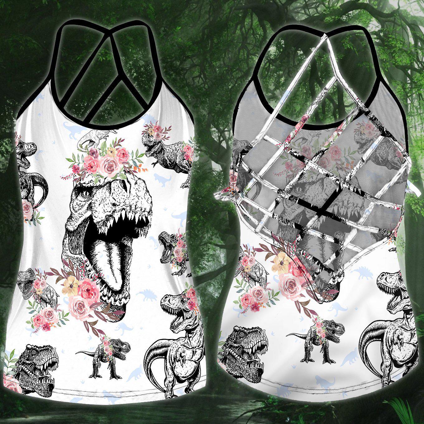Dinosaurs Peace Life Hollow Tank Top For Yoga Sessions And Summer Outings