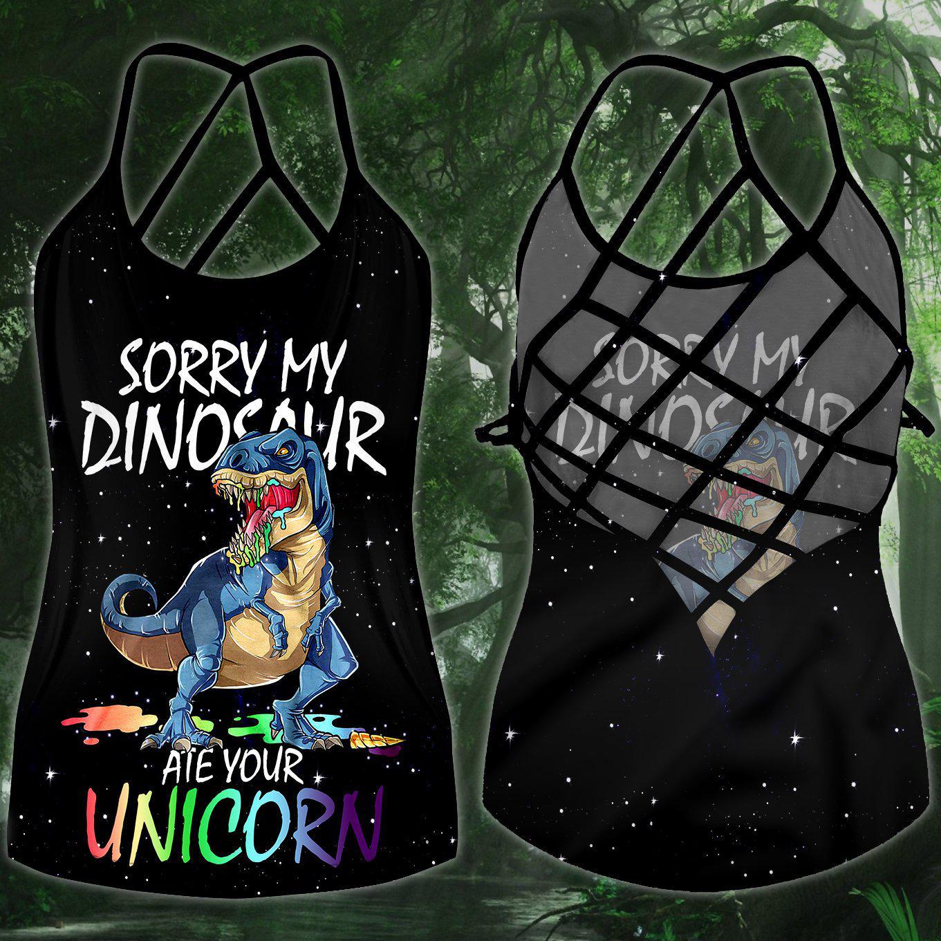 Dinosaurs Peace Life Hollow Tank Top For Studio Practice And Casual Styling
