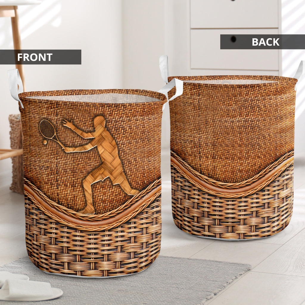 Tennis Man Rattan Texture Style Laundry Basket For Room Home Organizer