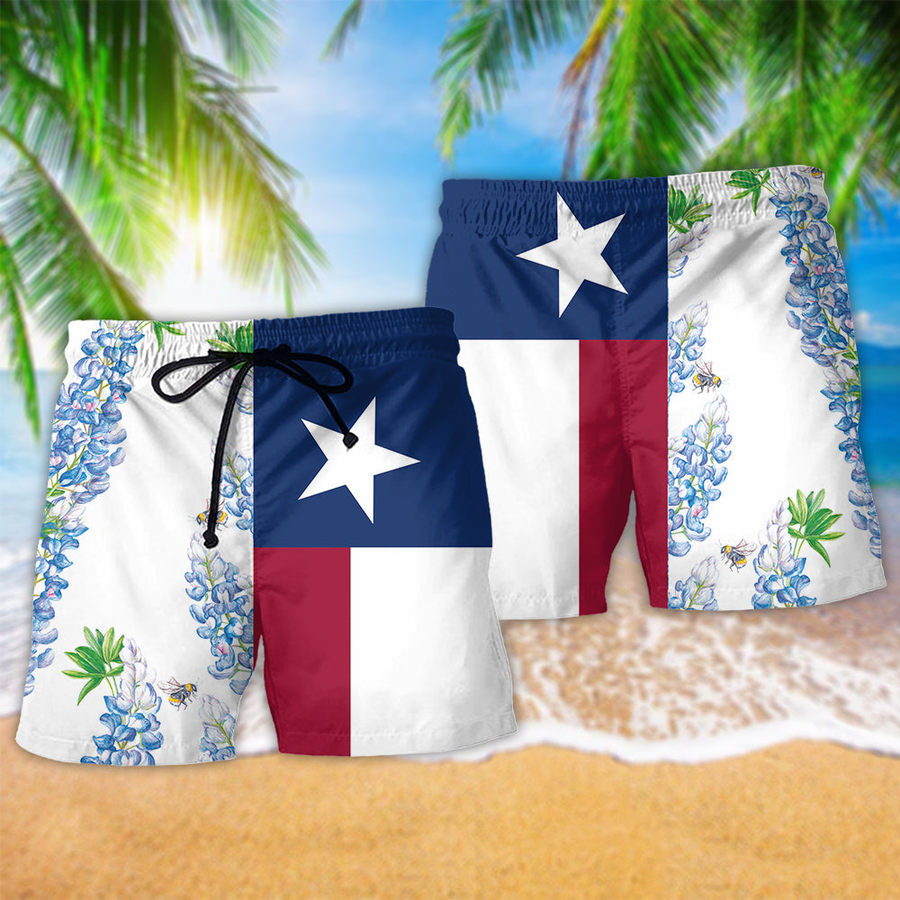 Texas Peace Floral Lifestyle Beach Shorts Pattern Detail For Outdoor Activities And Vacation Ready Style