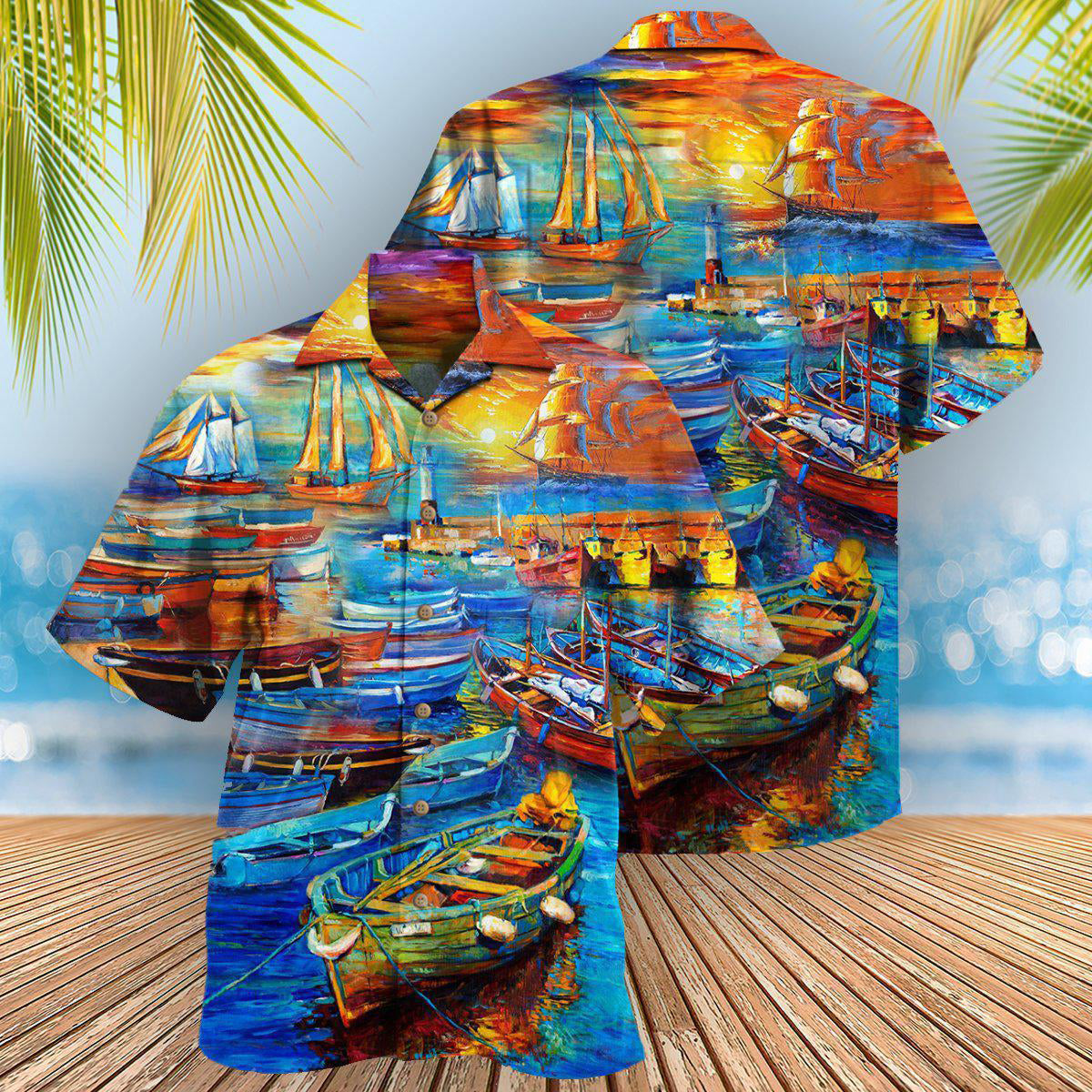 Boat Bygone Days Harbor Eventful Hawaiian Shirt For Coastal Adventures And Warm Weather Wear