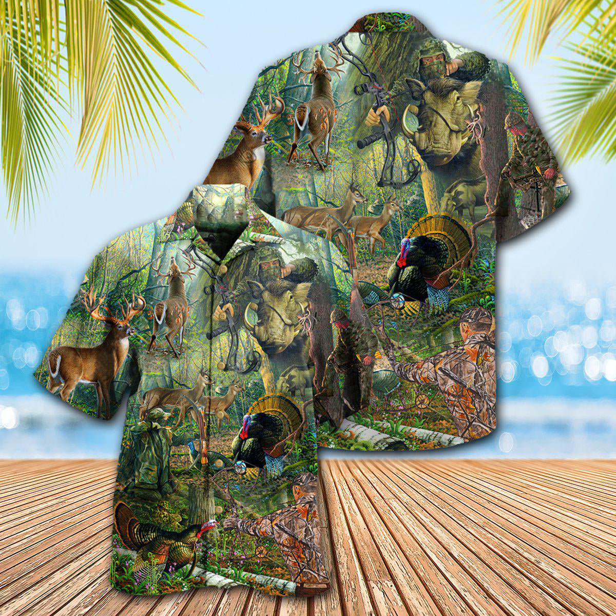 Hunting Man Myth Legend Forest Hawaiian Shirt Pattern View For Lightweight Everyday Style
