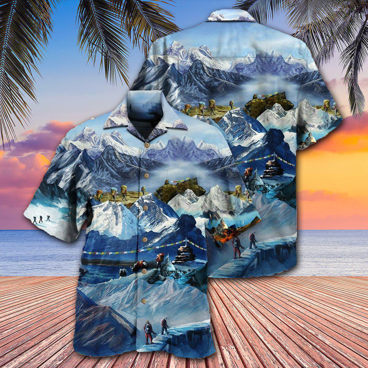 Mountain Winter Rock Climbing Hawaiian Shirt With All Over Print For Tropical Holiday Resort Parties And Everyday Style