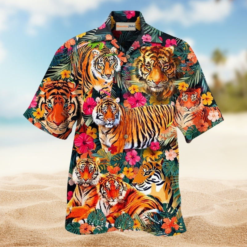 Wild Jungle Tiger Hawaiian Shirt For Vacation Adventures Beach Events And Relaxed Warm Weather Style
