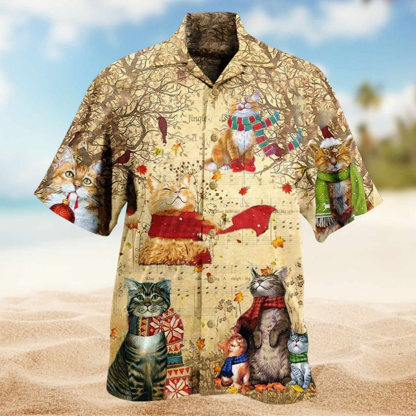 In The Melody Of Life Cat Hawaiian Shirt For Music Lovers Resort Travel And Casual Warm Weather Wear