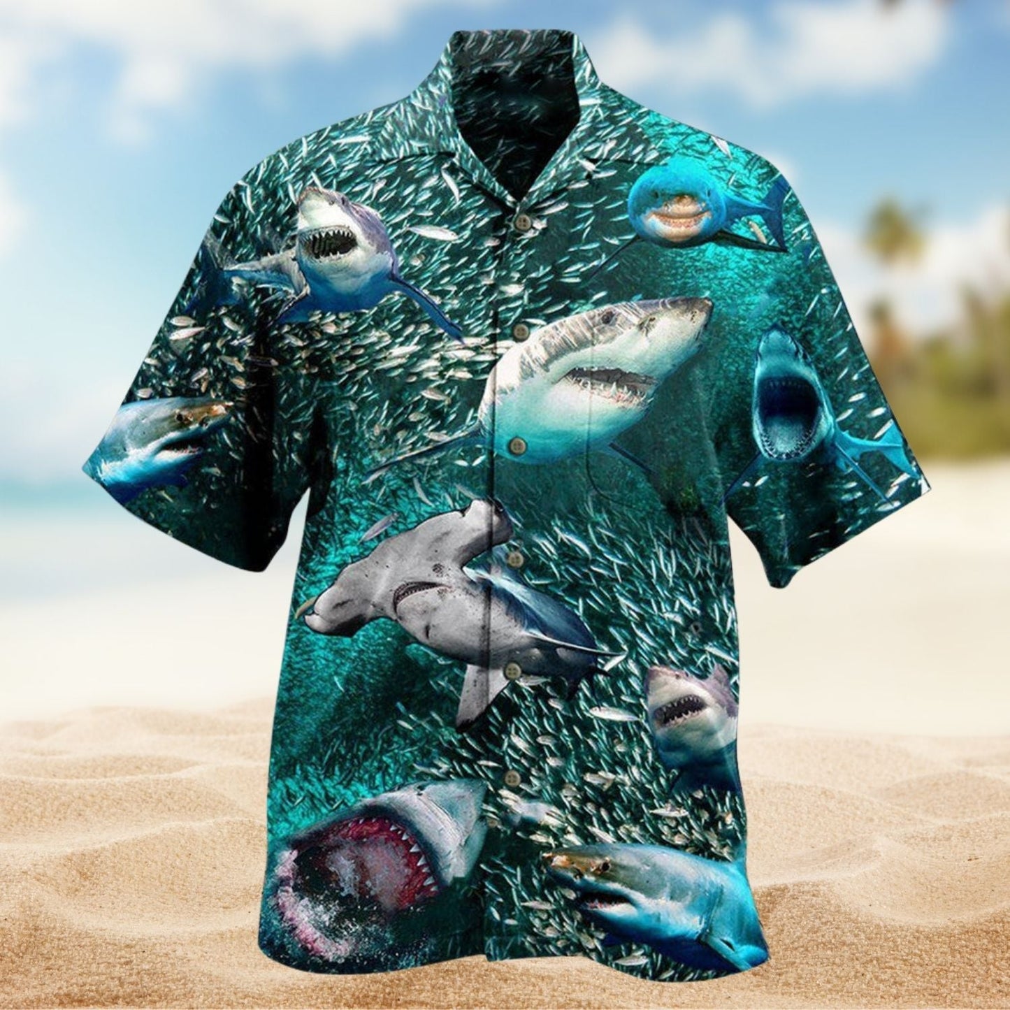 In A World Full Of Fish Be A Shark Hawaiian Shirt For Summer Vacation Beach Travel And Relaxed Casual Wear
