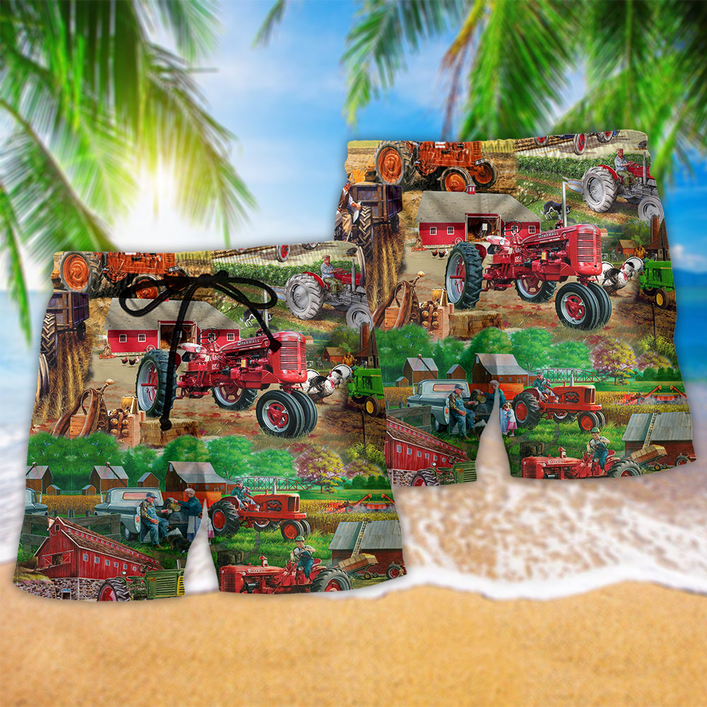 Tractor Is Better With Papa Beach Shorts Print Detail For Relaxed Warm Weather Wear