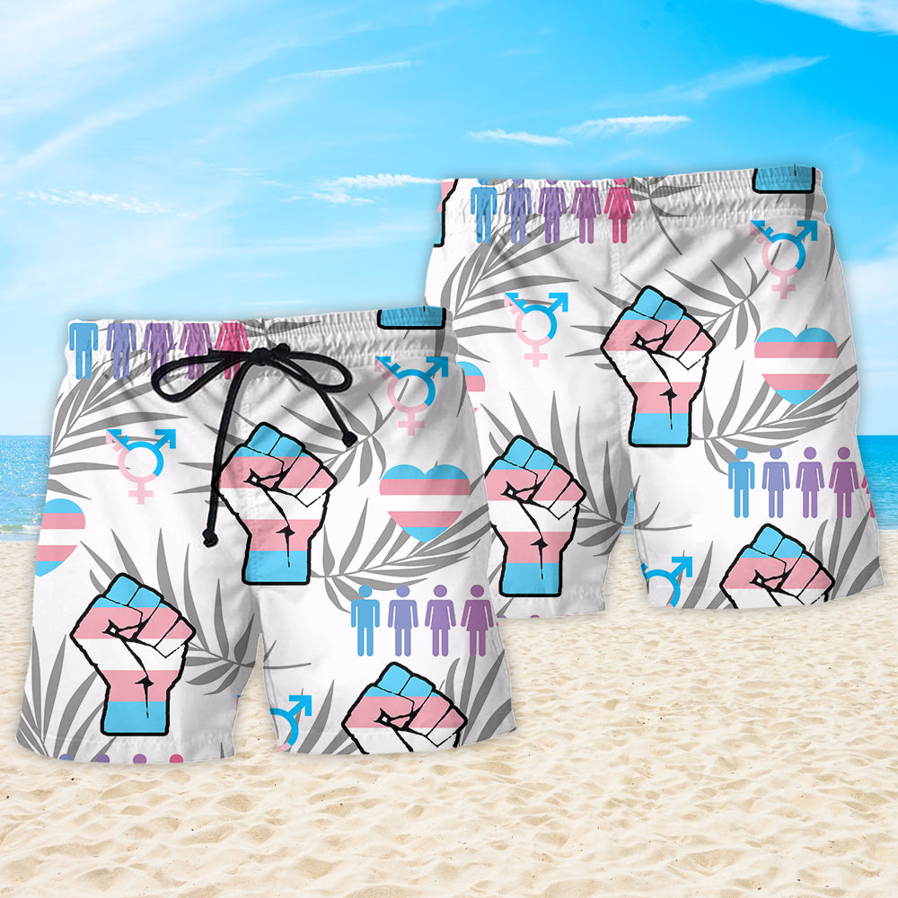 Tropical Leaf Rainbow Pride Beach Shorts Pattern Detail For Relaxed Weekends And Versatile Outdoor Wear