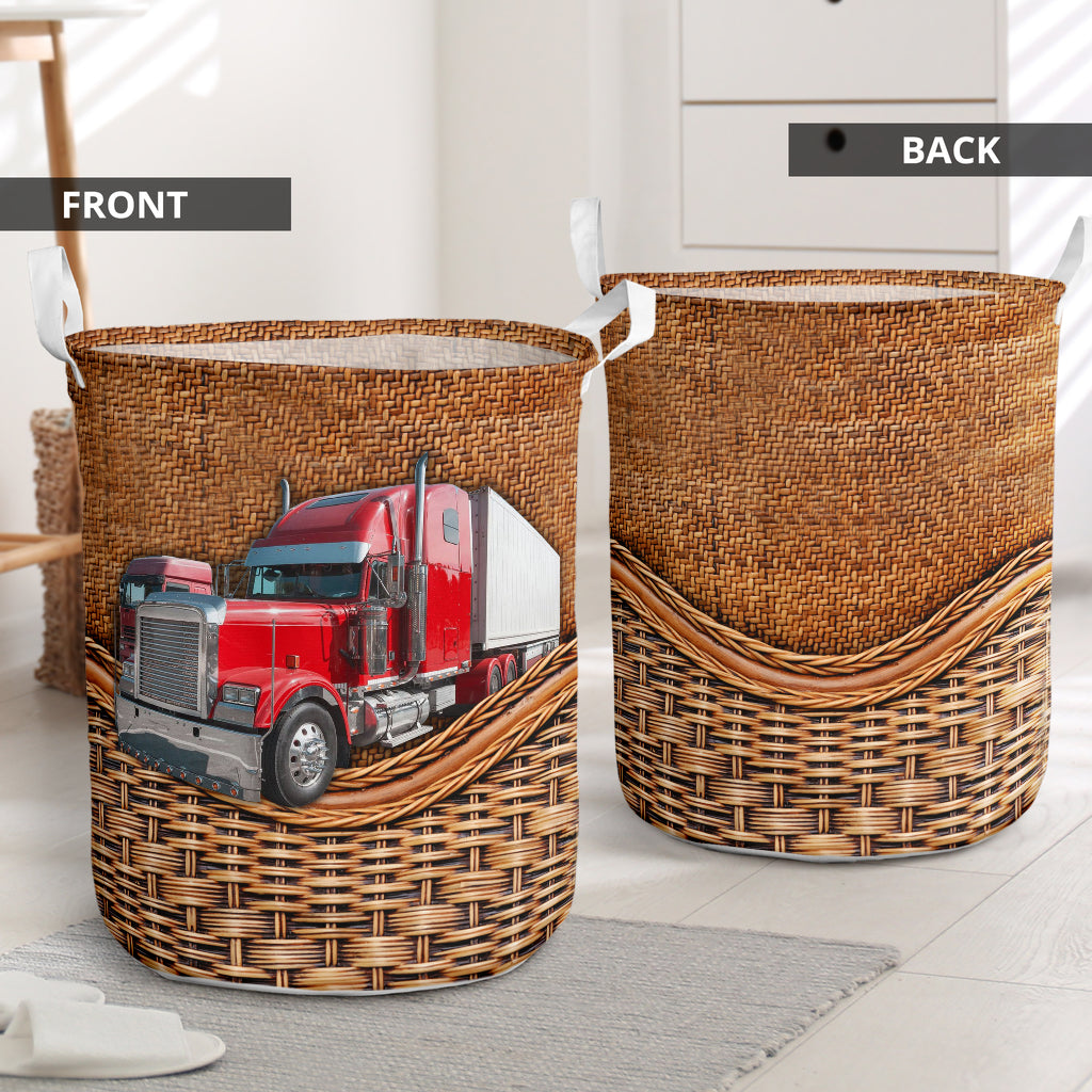 Truck Rattan Texture Laundry Basket For Room Home Organizer