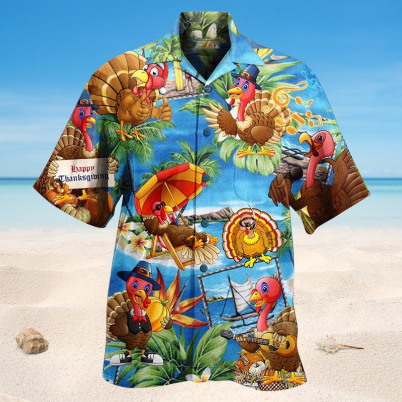 Turkey Thanksgiving Hawaiian Shirt For Resort Trips, Coastal Parties, And Warm Weather Style